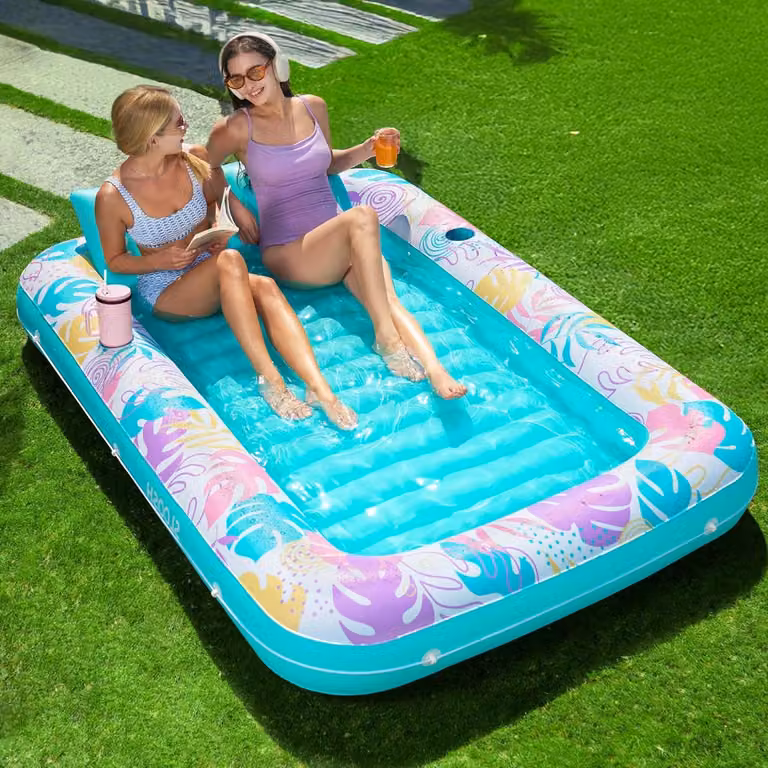 Pływająca, dmuchana sofa – leżak – idealna do relaksu w wodzie – wystarczająca dla dwóch osób – wymiary: 216 x 145 cm – motyw tropikalny