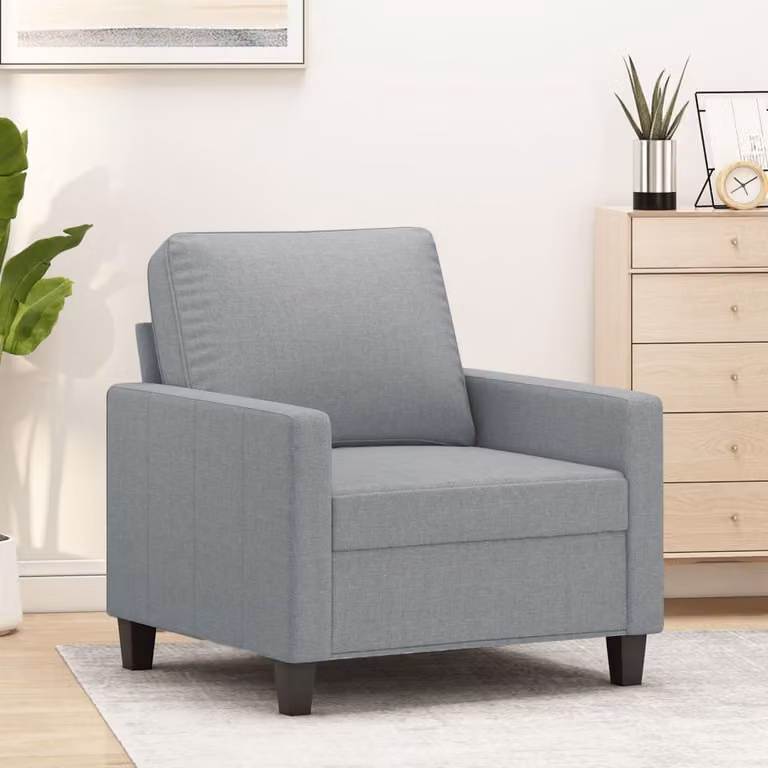 Maison Exclusive - Fotel tapicerowany, jasnoszary, 60 cm, tkanina
