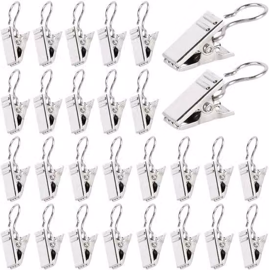 Dailygoods - Klamry do zasłon, 150 sztuk - Stal nierdzewna - Wielofunkcyjne klipsy - Haczyki do zasłon prysznicowych - Haczyki do ręczników - Łatwa instalacja - Haczyki