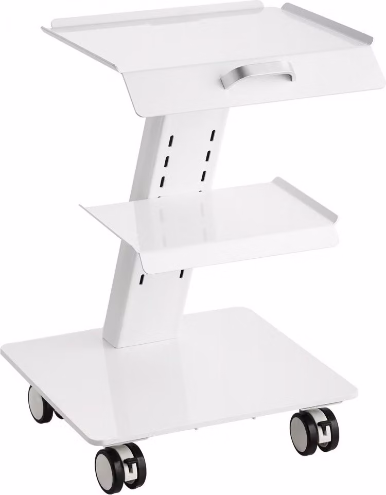 Wózek laboratoryjny Deluxe - Mobilny 3-warstwowy wózek metalowy z obrotowymi kółkami - Wózek serwisowy do laboratoriów, klinik i salonów kosmetycznych - Udźwig 100 kg