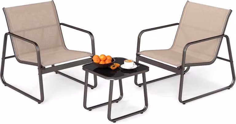 Zestaw mebli ogrodowych typu bistro - meble do tarasu - relaks na świeżym powietrzu - ergonomiczne krzesła - wymiary: 77 x 61 x 75 cm - kolor: brązowy