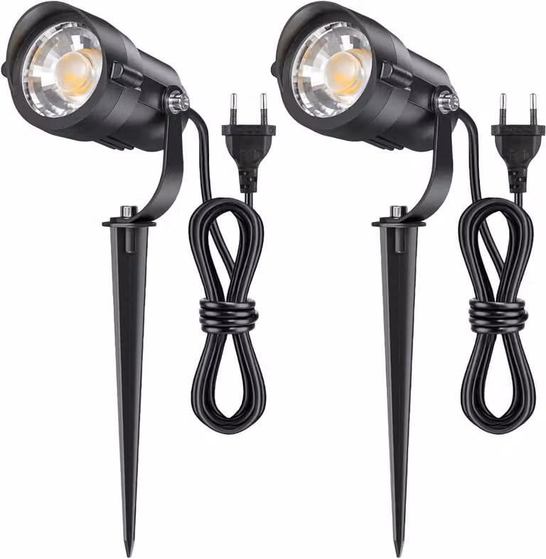 Zestaw oświetlenia ogrodowego - Reflektory LED - Oświetlenie zewnętrzne - Wodoodporność IP65 - 2 sztuki - Ciepła biel