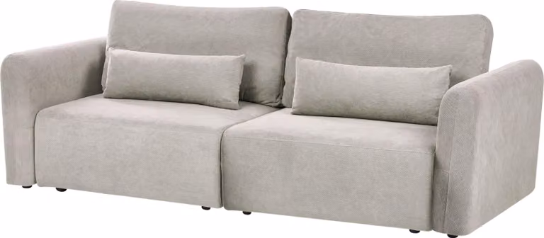 BELIANI Trzyosobowa rozkładana sofa szara tapicerowana kanapa dla 3 osób funkcja spania dodatkowe poduszki nowoczesny styl
