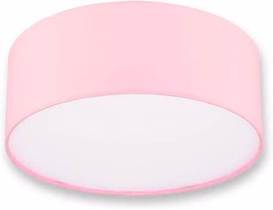 Lampa sufitowa Ronde, średnica 30 cm - Wykonana z tkaniny w stylu vintage - Emituje różowe światło - Idealna do sypialni i salonu - Nowoczesny design - Ciepła i przytulna
