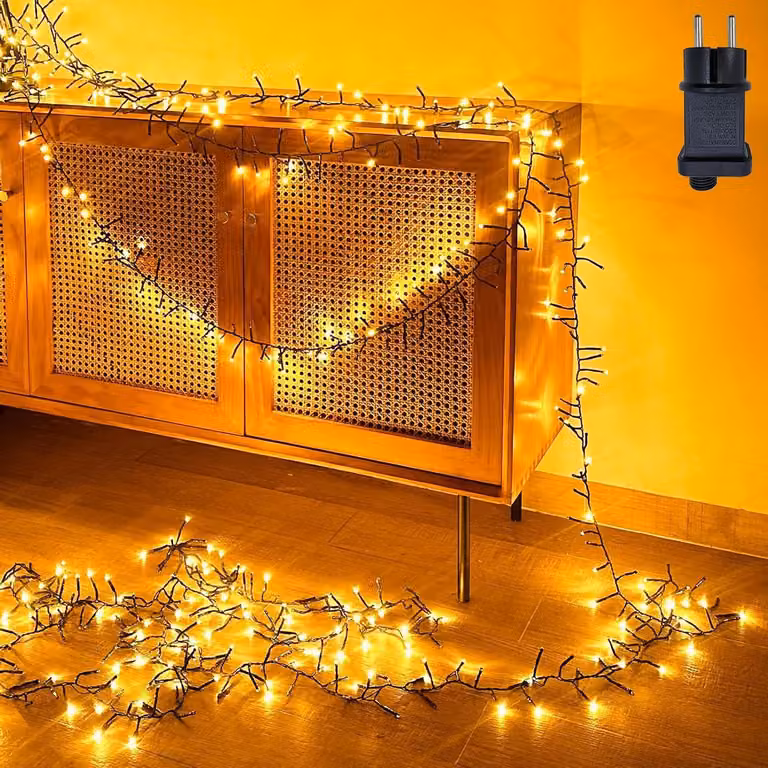 Światełka zewnętrzne - zestaw światełek kaskadowych - dekoracja oświetleniem ogrodu - 8 trybów świecenia - 12 metrów, 600 diod LED - ciepła biel