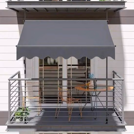 Osłona przeciwsłoneczna na balkon - markiza - 400x120 cm - rozkładana - ochrona UV50+ - szara