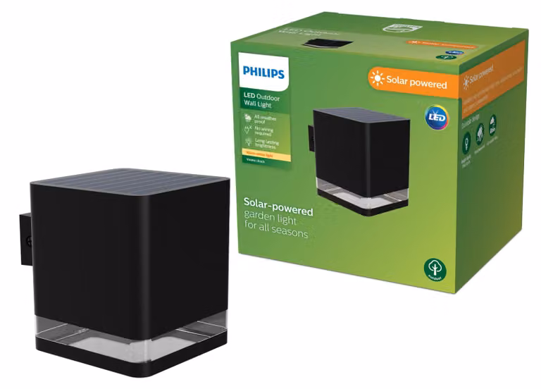Philips Kinkiety Virona 1,8 W, Oświetlenie zewnętrzne ścienne, Czarny, Plastik, IP44, Ogród, Patio, III