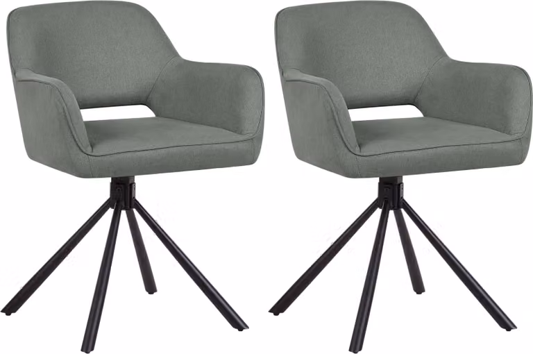 BELIANI Zestaw 2 krzeseł ciemnozielony obrotowych tapicerowanych z metalowymi czarnymi nogami fotele do jadalni salonu styl retro