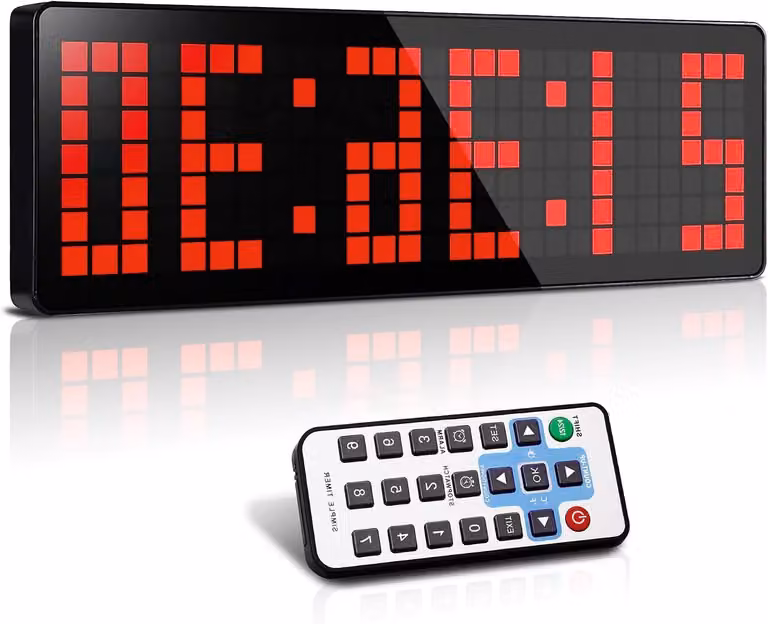 Cyfrowy zegar ścienny - Timer LED - Trening sportowy - Wielofunkcyjny - 335 cm - Czarny