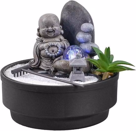 Fontanna wewnętrzna Zen Garden - relaksująca dekoracja fontannowa - 1 sztuka - kolorowe światło LED
