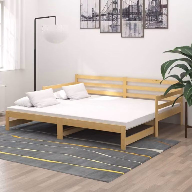The Living Store Rozkładane łóżko dzienne 2x(90x200) cm lite drewno sosnowe