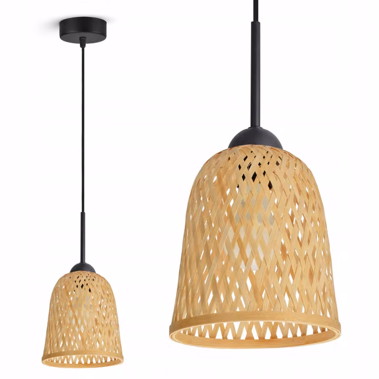 LUXOLAR Lampa wisząca Naturalny Bambus E27 60 W - Lampa sufitowa BOHO Design - Lampa wisząca do salonu, kuchni