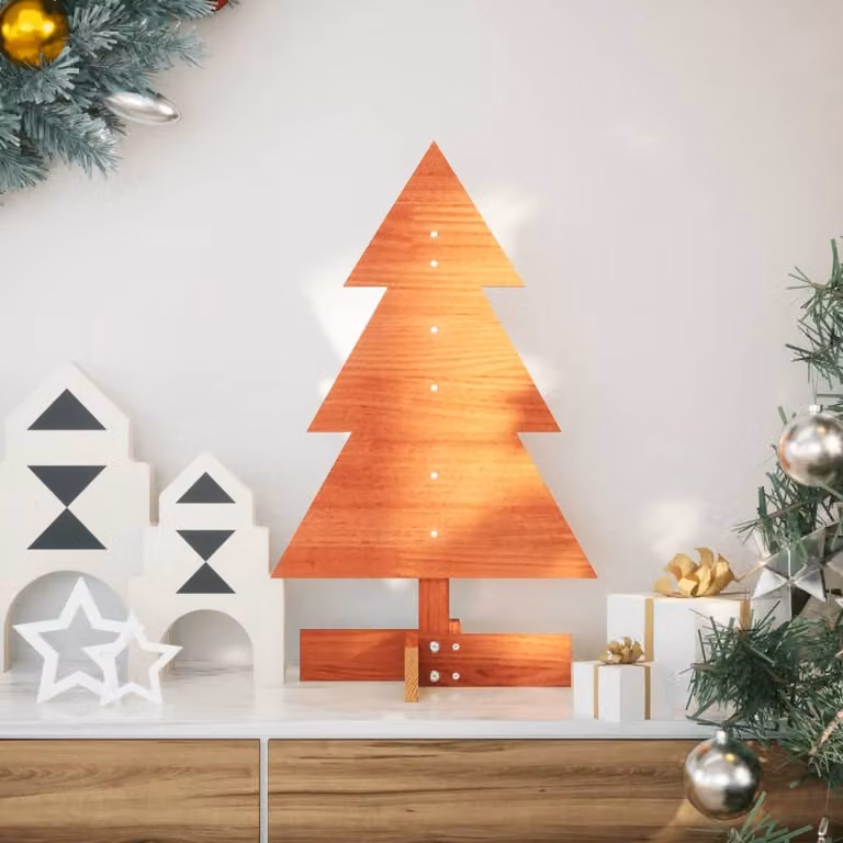 Maison Exclusive – choinka do dekoracji, brązowa, 60 cm, lite drewno sosnowe