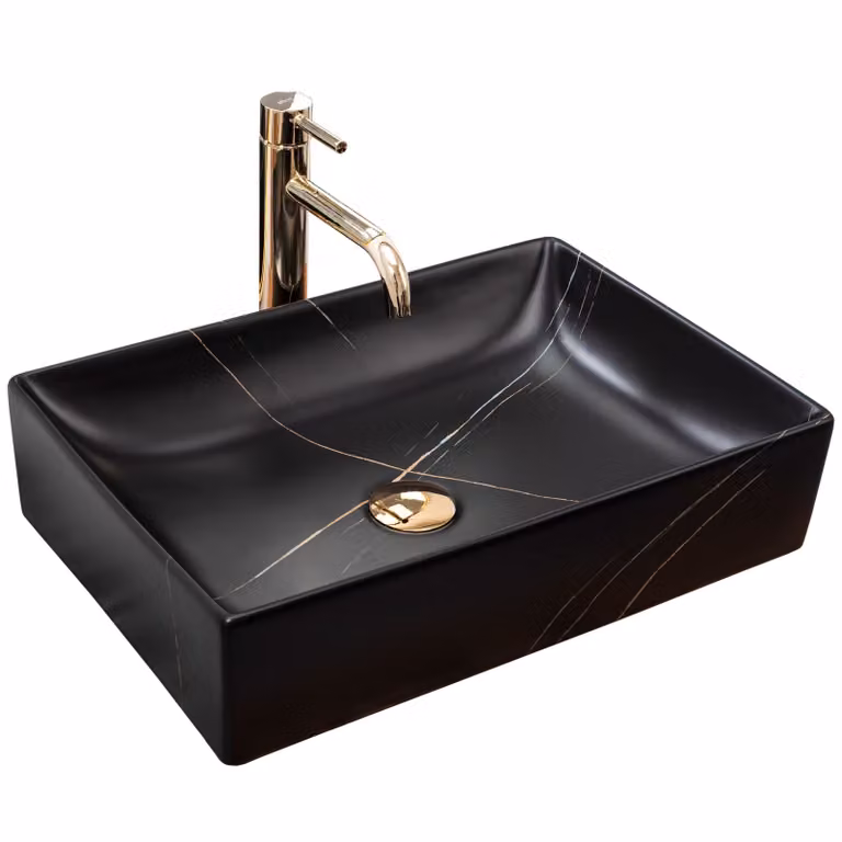 Umywalka nablatowa REA Inga Black Marble Mat