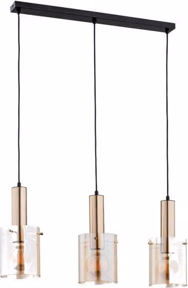 Lampa wisząca tradycyjna potrójna czarna ze złotymi elementami CELIA 3xE27 15W ALF62165 Alfa