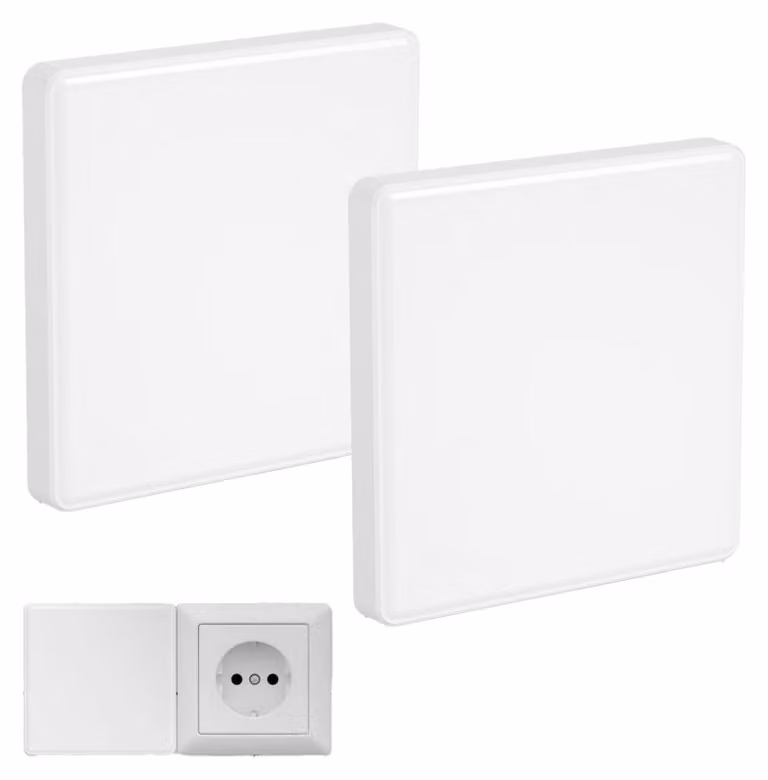 2 sztuki zaślepek do gniazdek elektrycznych, 86 x 86 mm, biały plastik