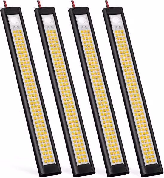 Lampa LED 12V do kamperów - Energooszczędne lampy 12-voltowe do użytku w kamperach, autobusach, vanach, łodziach - światło ciepłej bieli (4000K) - zestaw 4 sztuk, kolor czarny