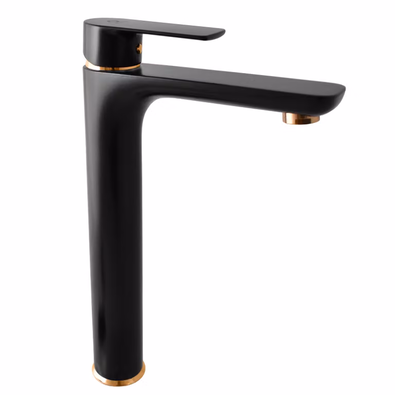 Slezák-RAV Slezák Rav VT430CMATZ Bateria umywalkowa wysoka czarny mat/złoty Kolor: czarny mat/złoty, Wymiar: 3/8''