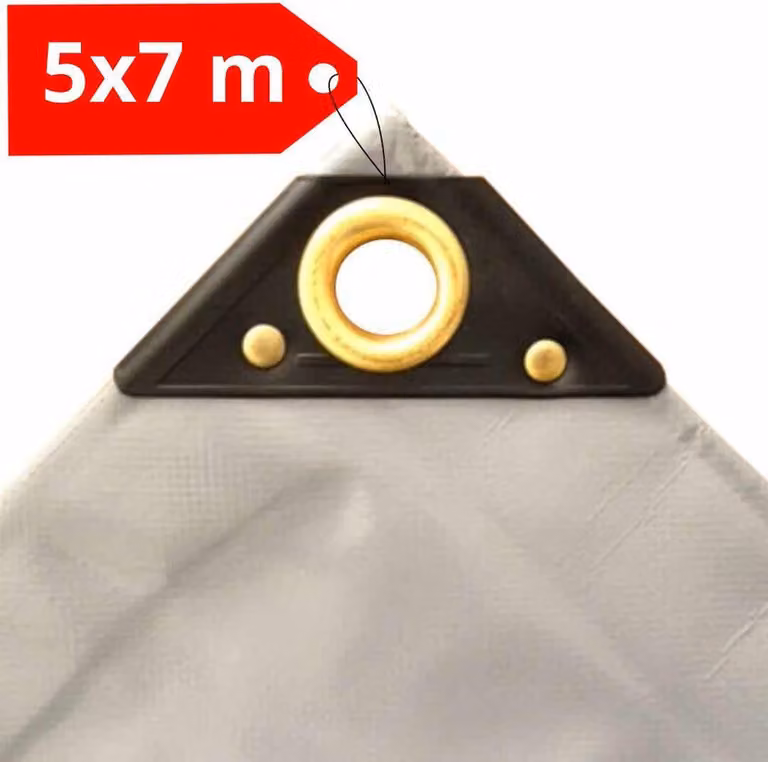Plandeka z oczkami 5 x 7 m (35 m²) 650 g/m² szara Plandeka PVC Plandeka materiałowa Plandeka ogrodowa