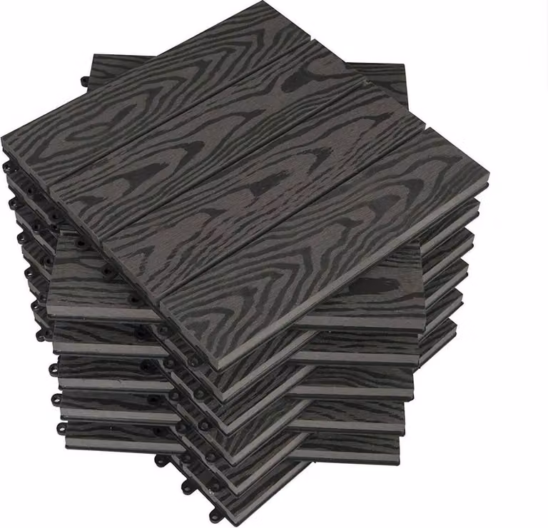Płytki Rootz WPC Click – podłogi zewnętrzne – płytki tarasowe – trwałe, łatwe w montażu, niewymagające konserwacji – kompozyt drewniano-plastikowy – 30 cm x 30 cm x 1,8 cm