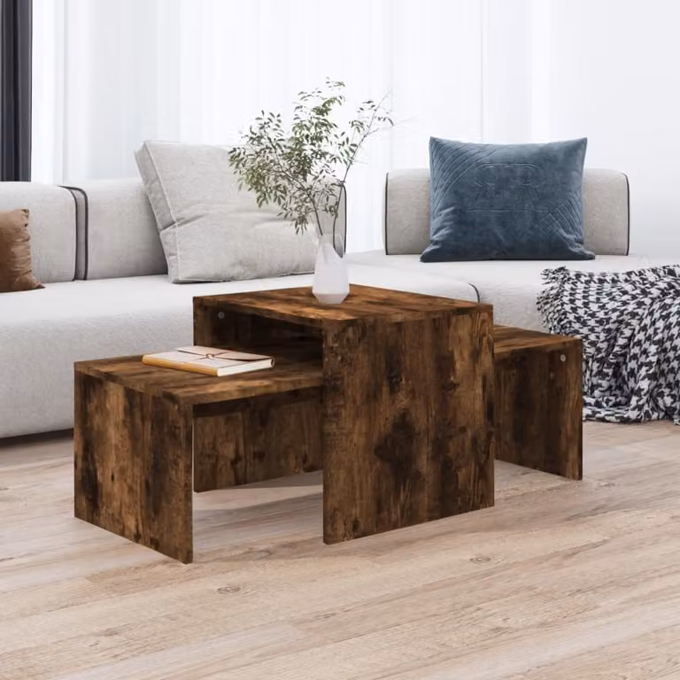 Zestaw stolików kawowych The Living Store dąb wędzony 100x48x40 cm materiał drewnopochodny