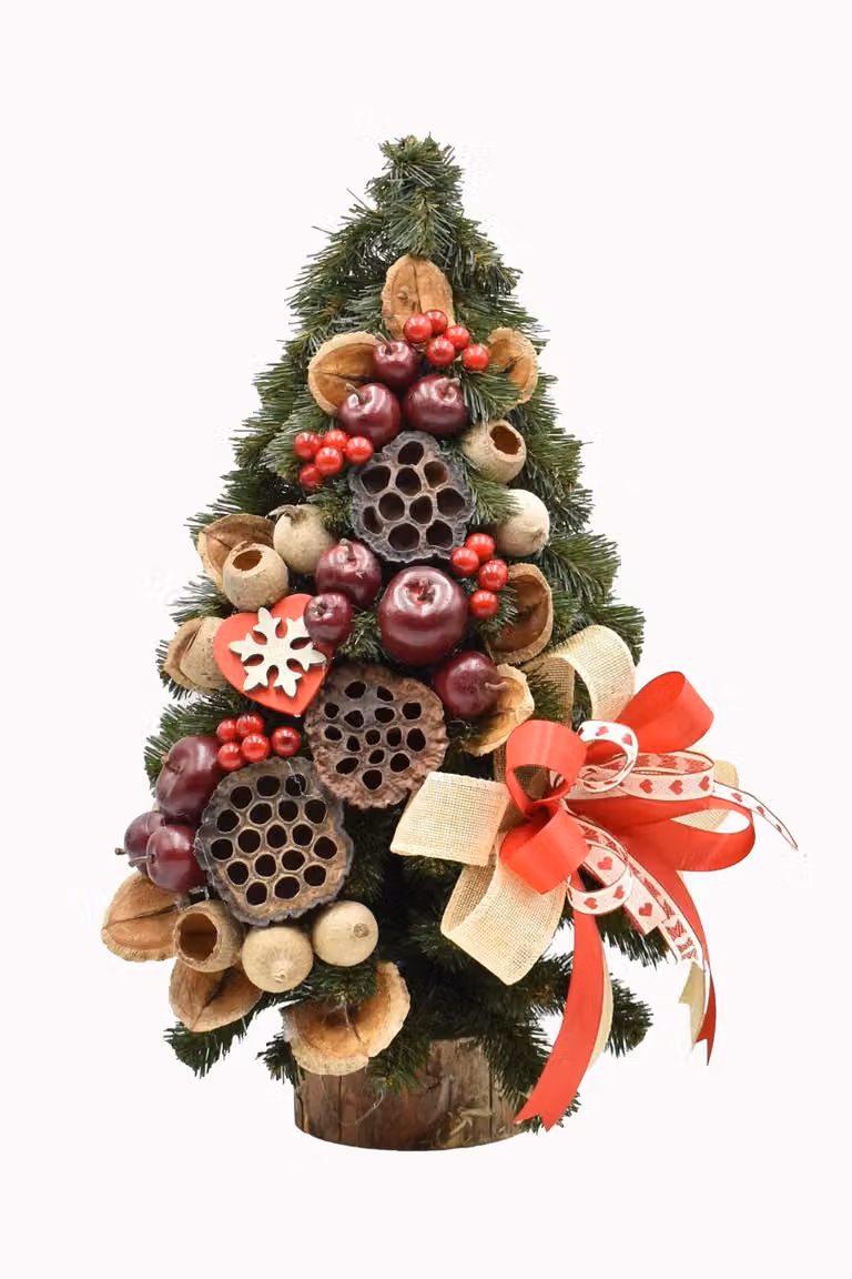 PINUS COMPANY | Choinka - 50 cm - Naturalne kolory - Ręcznie robiona - Styl etno - Dekoracja świąteczna