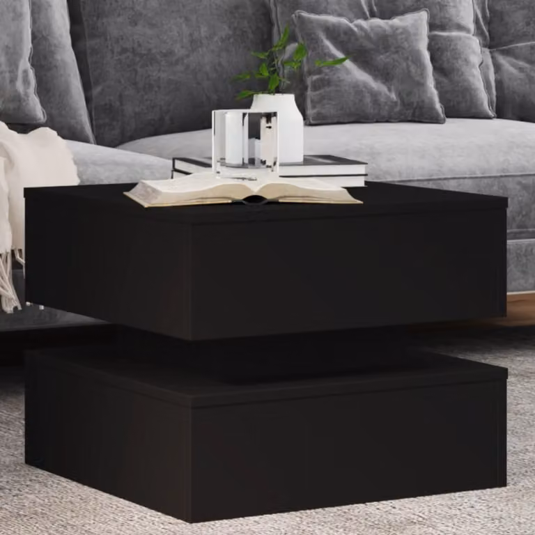 Maison Exclusive – stolik kawowy z oświetleniem LED, czarny, 50 x 50 x 40 cm