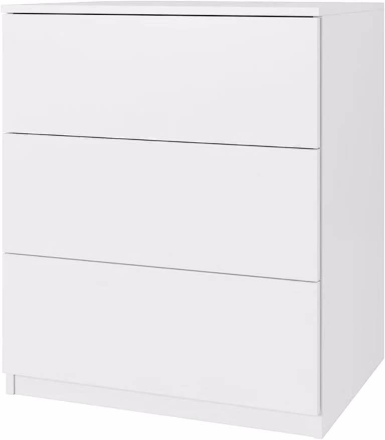 YUMEBLY | Komoda z 3 szufladami 80x60x50 cm - Szafka na ubrania, dokumenty, drobne przedmioty, szafka z szufladami | Biały