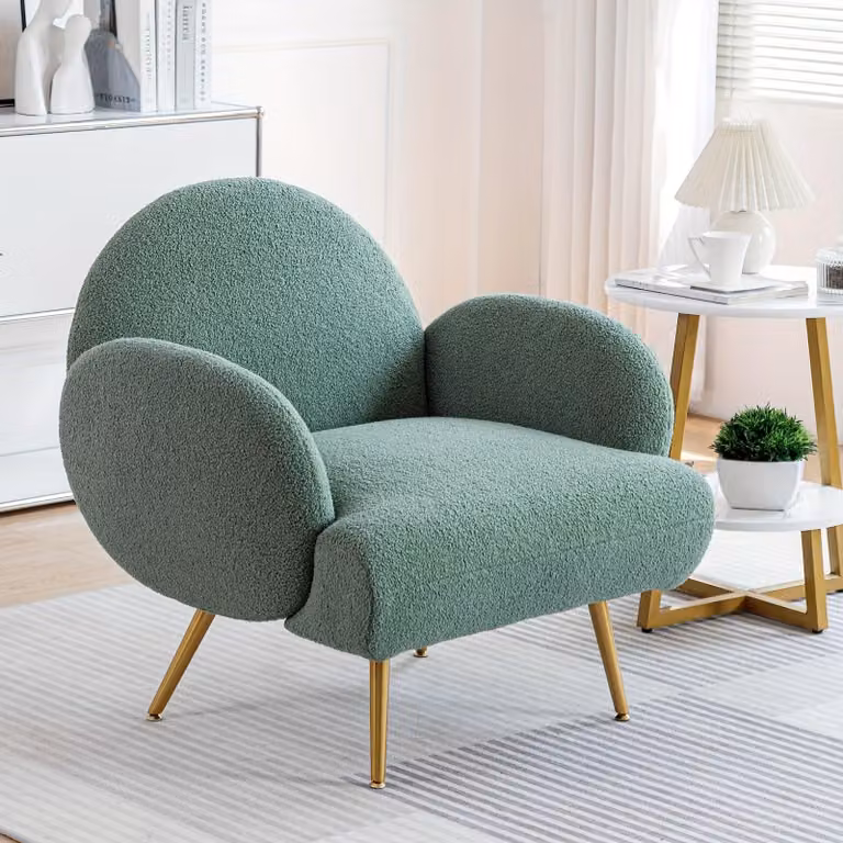 Fotel Sherpa - Fotel obity welurem - Fotel do czytania - Fotel do sypialni - Fotel do salonu - Materiał: biały sztruks