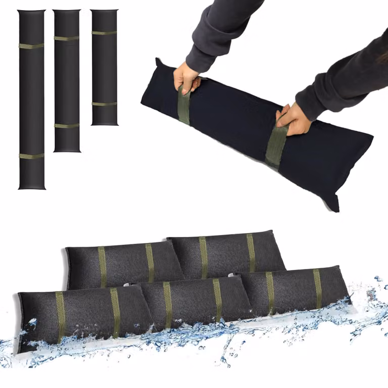 Zasuwki przeciwpowodziowe, 6 sztuk, 90 x 20 cm, aktywowane wodą, do zabezpieczania drzwi wejściowych