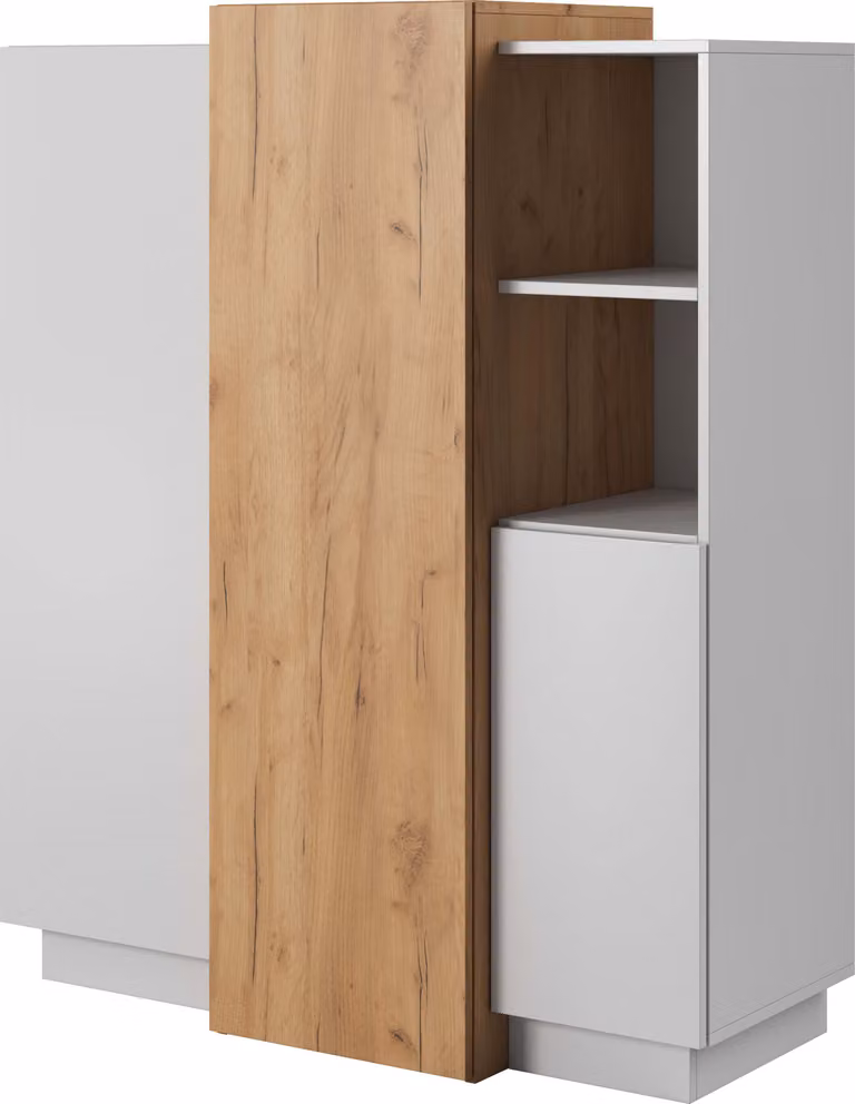 FURNLUX Kredens 3d biało-beżowy 110 cm / Kolor główny: beżowy / Wymiary: 110 x 134 x 45 cm