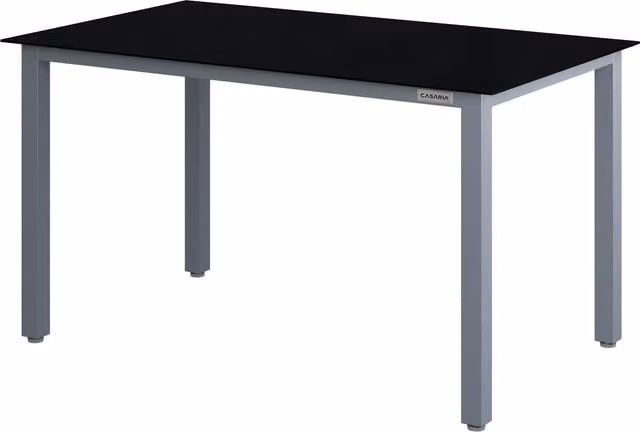 Stół ogrodowy Casaria prostokątny aluminiowy z blatem szklanym srebrny W: 150 cm, G: 90 cm, W: 75 cm