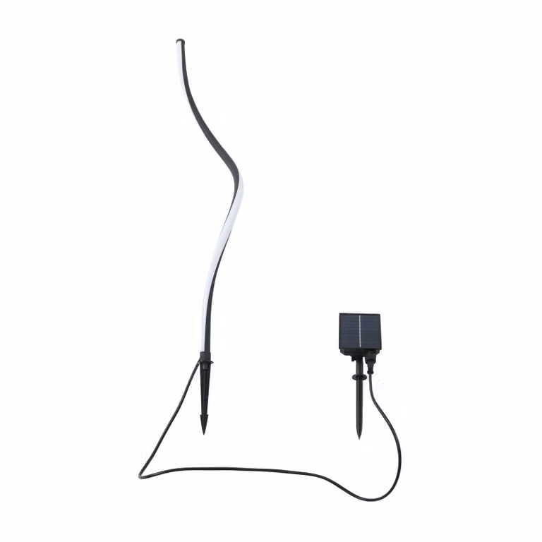 Lampa solarna LED Lindby Sabriel, zakrzywiona, czarna, aluminium, 3000K