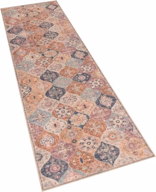 Wielokolorowy dywan orientalny Sami o wzorze modern, kolor turkusowy, wymiary: 80 x 300 cm