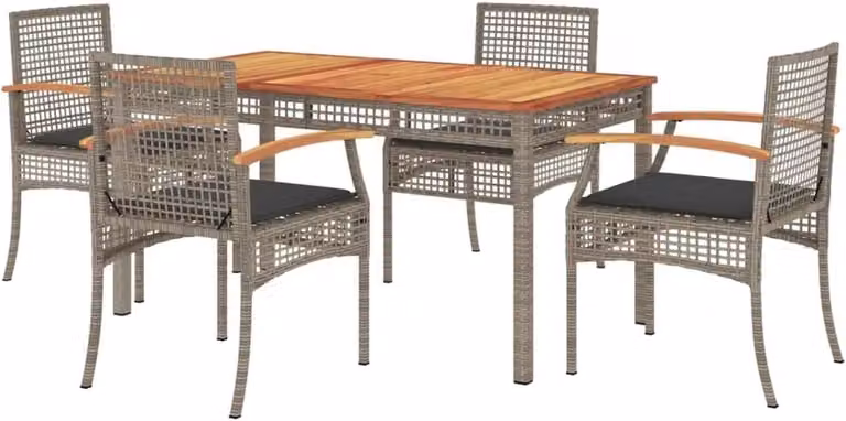 Zestaw mebli ogrodowych "Lounge" - Komplet wypoczynkowy do ogrodu - Relaks na świeżym powietrzu - Wytrzymały polirattan odporny na warunki atmosferyczne - 140 cm - Szary