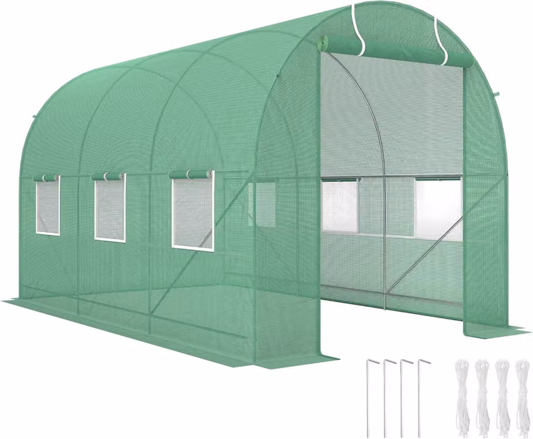 Tunel – szklarnia – folia – skrzynka na rośliny – pojemnik na pomidory – konstrukcja stalowa – otwierane drzwi – wymiary: 350x200x200 cm