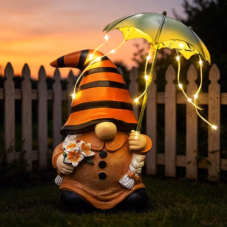 Ozdoby ogrodowe w kształcie gnomów zasilane energią słoneczną - 25 cm