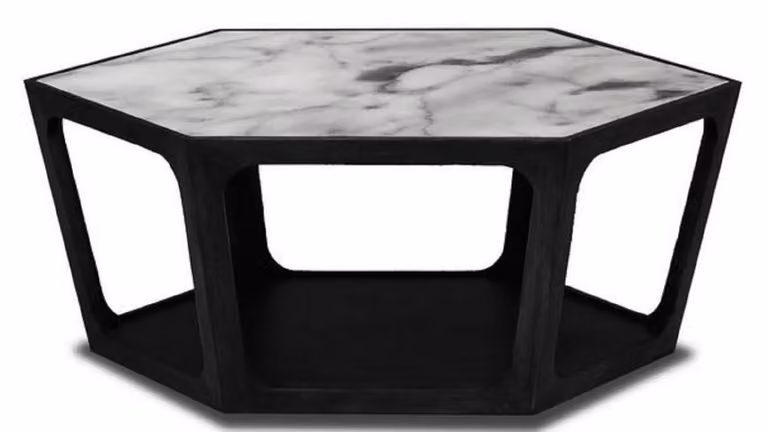 stolik kawowy Casa Padrino czarny / biały 90 x 78 x h. 35 cm - Stolik do salonu z marmurowym blatem - Meble do salonu - Luksusowe meble