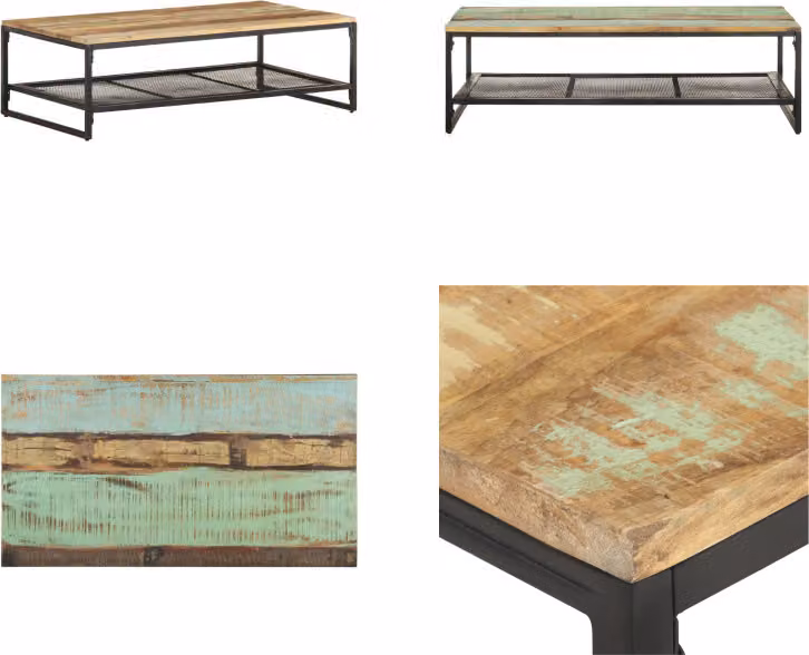 vidaXL Stolik kawowy 110x60x35 cm Lite drewno z recyklingu - Stolik kawowy - Stoliki kawowe - Stolik kawowy drewniany - Stoliki kawowe drewniane