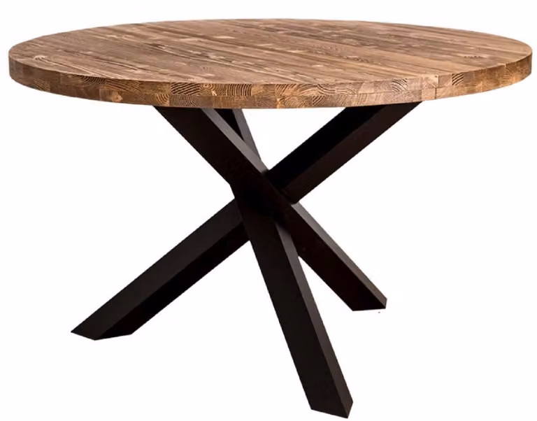 Stół w stylu rustykalnym Casa Padrino brązowy / czarny Ø 130 x wys. 78 cm - Okrągły stół kuchenny z litego drewna