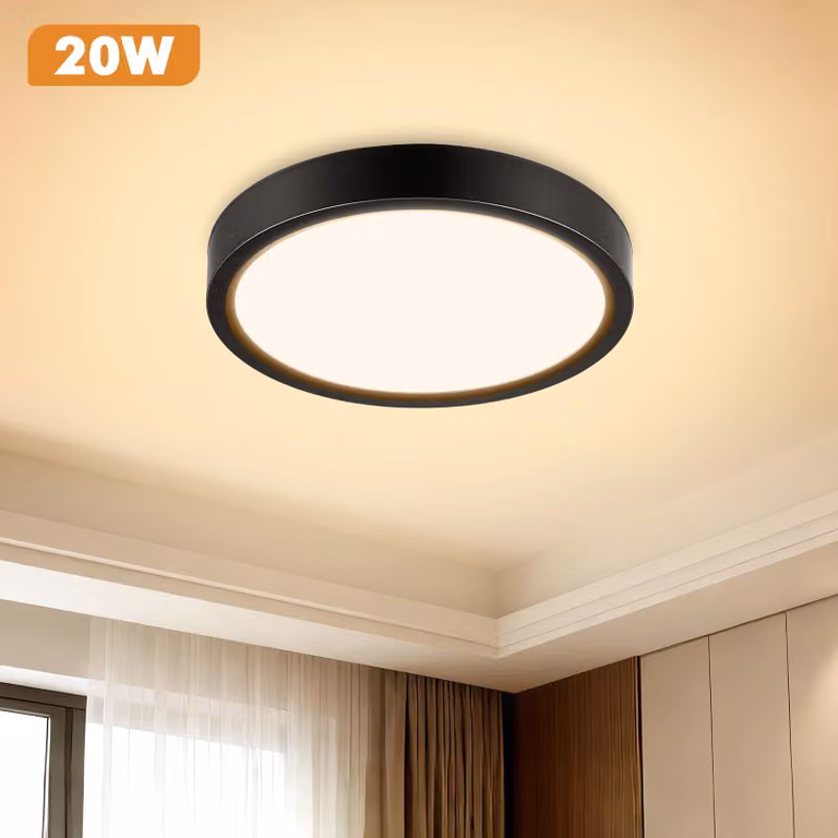 Oświetlenie sufitowe LED - Ultradyne, minimalistyczna lampa sufitowa - 20 W - 4000 K - zestaw 2 sztuk - czarny - żelazo/akryl