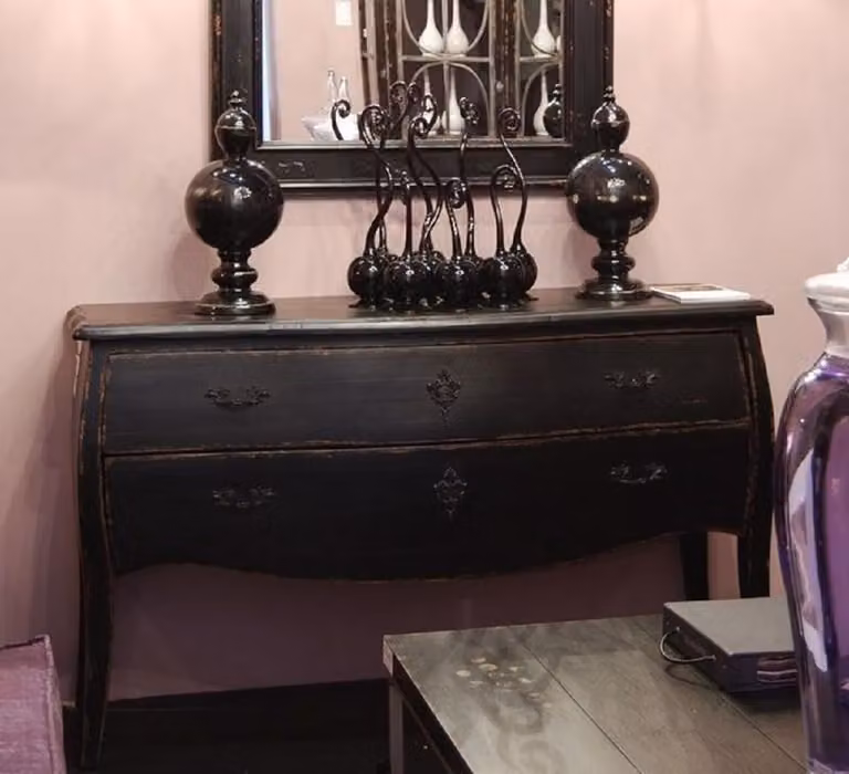 Casa Padrino luksusowa komoda z litego drewna w stylu rustykalnym z 2 szufladami antyczna czerń - Ręcznie robione meble w stylu rustykalnym - Luksusowa jakość