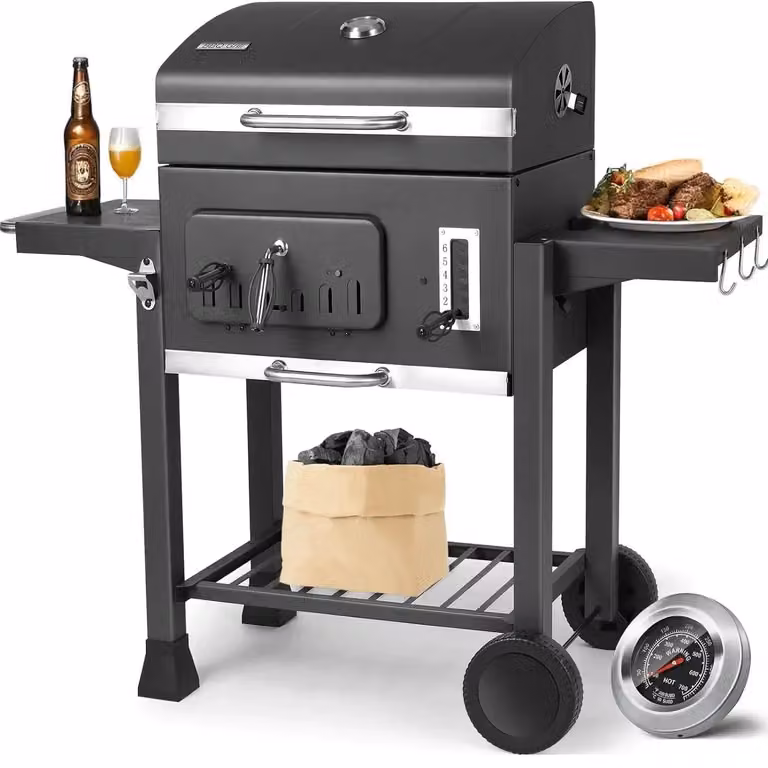 Grill węglowy - Grill do barbecue - Barbecue - Grill węglowy - Grill ogrodowy - Duża powierzchnia grillowania: 64 x 46 cm