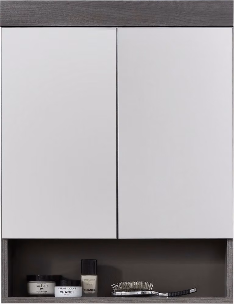 trendteam szafka łazienkowa z lustrem Runner/Moon Sardegna przydymiona srebrna melamina 58 x 75 x 18 cm