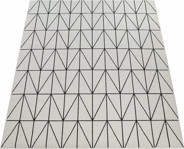 Dywan wewnętrzny i zewnętrzny Bruna biały geometryczny W x S: 80 x 150 cm
