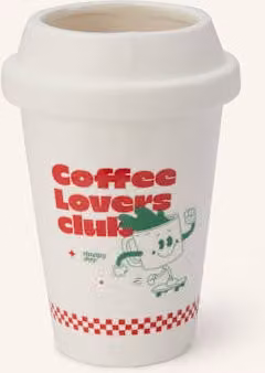Ceramiczny wazon dekoracyjny Fluid Market Cup Of Coffee w kolorze białym i beżowym o abstrakcyjnym kształcie