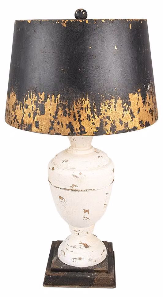Clayre & Eef Lampa stołowa Ø 36x65 cm Beżowo-czarne drewno