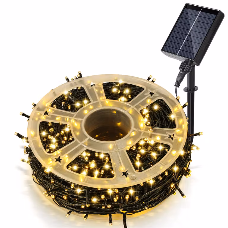 Łańcuch świetlny LED zasilany energią słoneczną, 100 metrów, 1000 diod LED, 8 trybów, lampa solarna do użytku na zewnątrz i wewnątrz, idealna do dekoracji ogrodu, przyjęć i świąt Bożego Narodzenia, oświetlenie zewnętrzne, dekoracja, światło ciepłej bieli