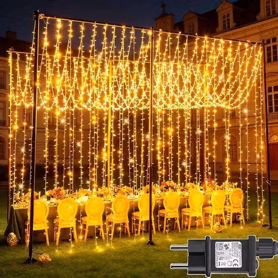 SnelShoppen - Girlanda świetlna LED o wymiarach 6m x 3m, wyposażona w 600 ciepłych, białych diod LED - Ściemniana, miedziana dekoracyjna girlanda, idealna na imprezy, Boże Narodzenie, do użytku zewnętrznego oraz jako dekoracja do sypialni