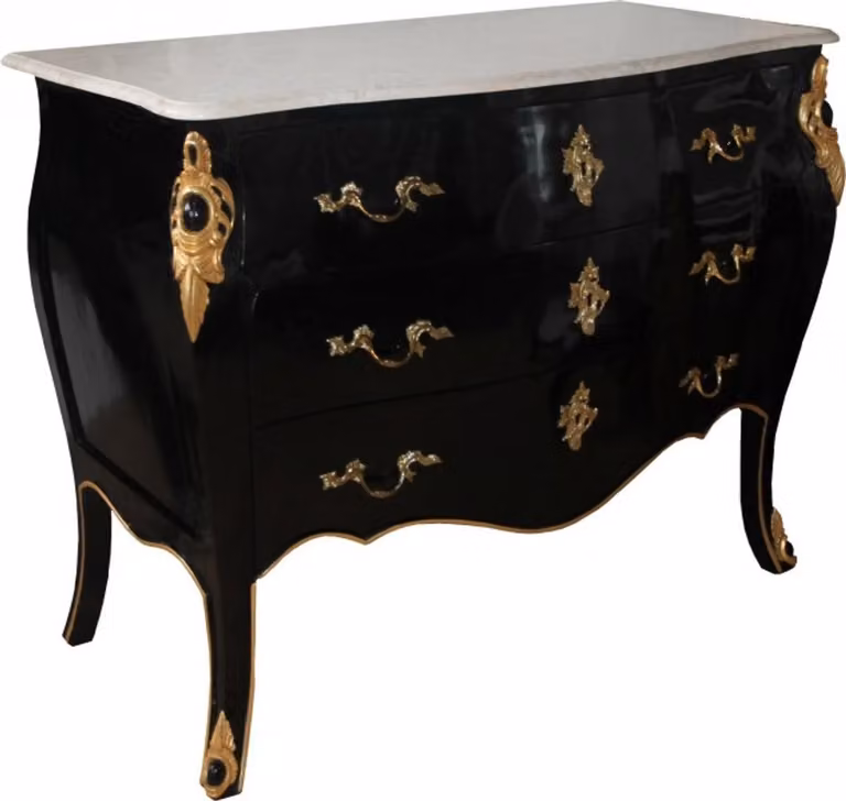 Casa Padrino komoda w stylu barokowym czarny / złoty / biały 110 cm - meble w stylu barokowym